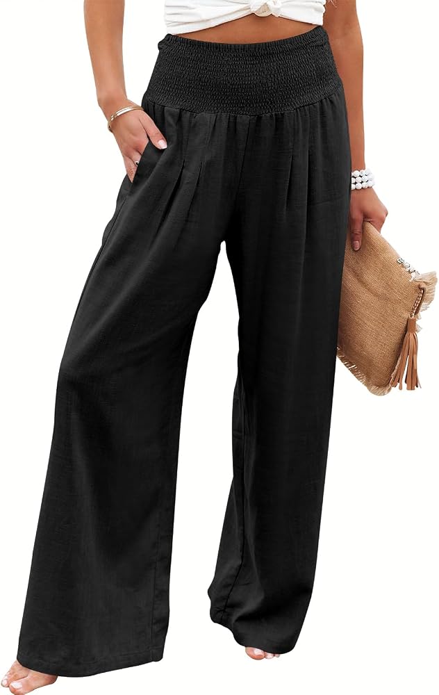 Amazon listing photo of ANRABESS black linen palazzo pants