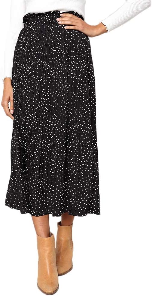Amazon listing photo of the EXLURA polka-dot pleated midi skirt