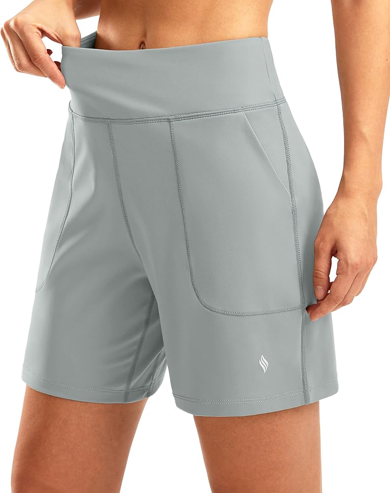 Amazon listing photo of SANTINY 6-inch athletic shorts