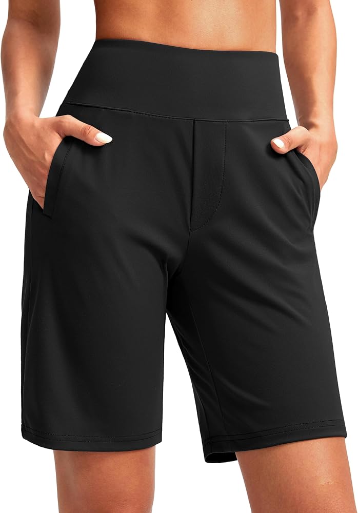 Amazon listing photo of SANTINY 9-inch bermuda shorts with four pockets