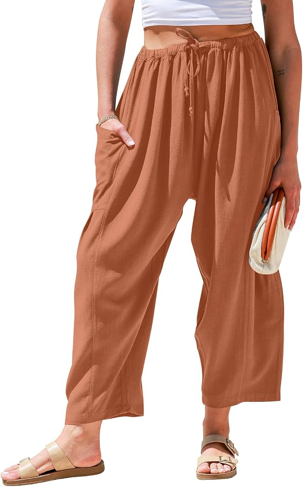 Amazon listing photo of TARSE linen wide-leg pants