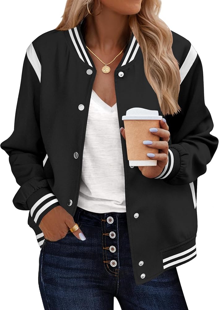 Amazon listing photo of the Zeagoo lightweight varsity bomber jacket