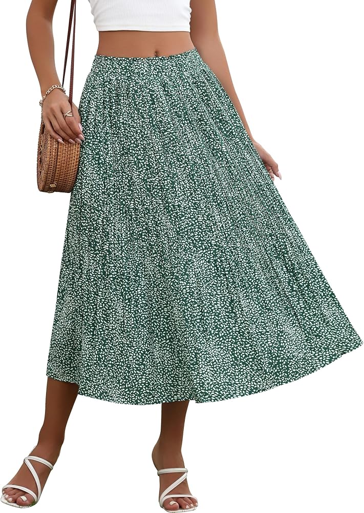 Amazon listing photo of a Zeagoo floral pleated midi skirt
